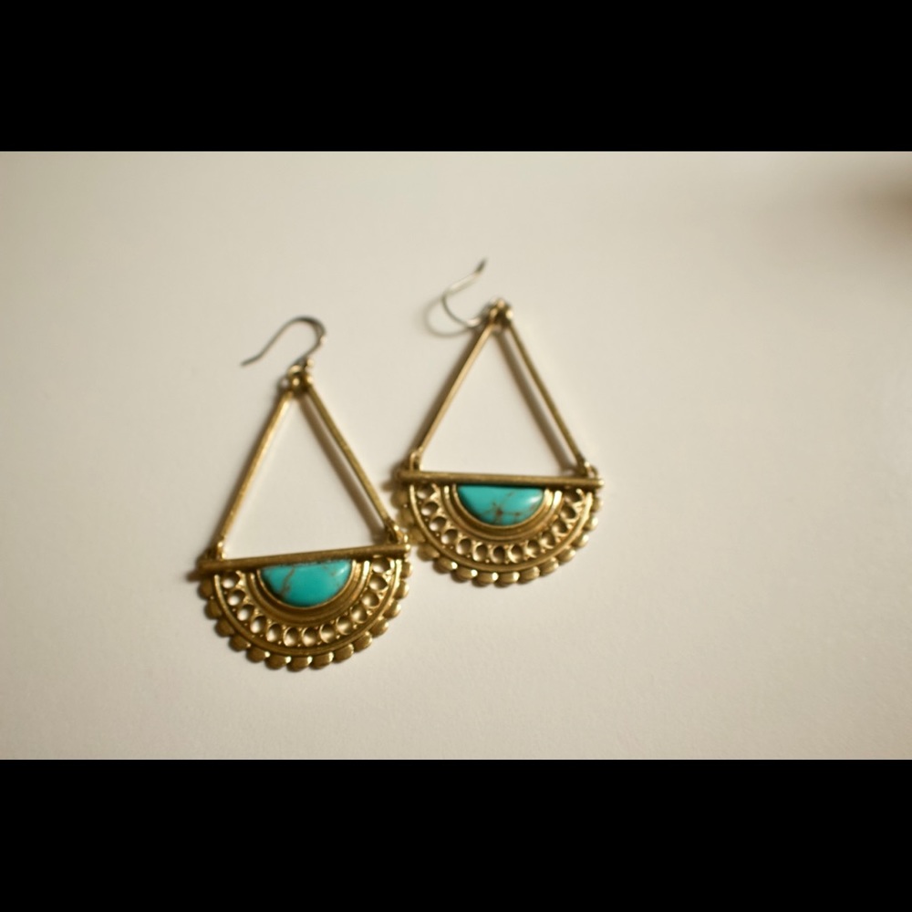Lucky Brand Gold-Tone Turquoise Earrings